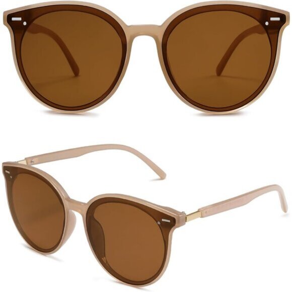 ⚡SOJOS Womens Jelly Brown Classic Round Retro Vintage Large Frame Sunglasses - Picture 3 of 5